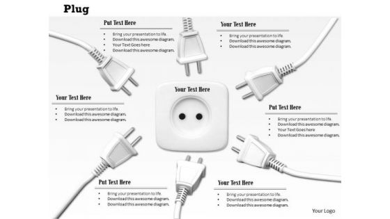 Stock Photo White Electricity Plugs Around Socket PowerPoint Slide
