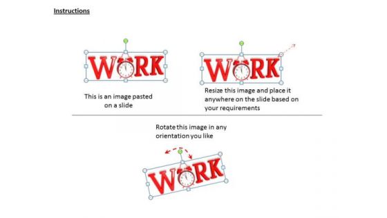 Stock Photo Work Text With Alarm Clock PowerPoint Slide