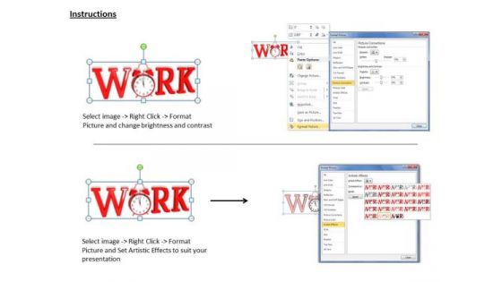 Stock Photo Work Text With Alarm Clock PowerPoint Slide