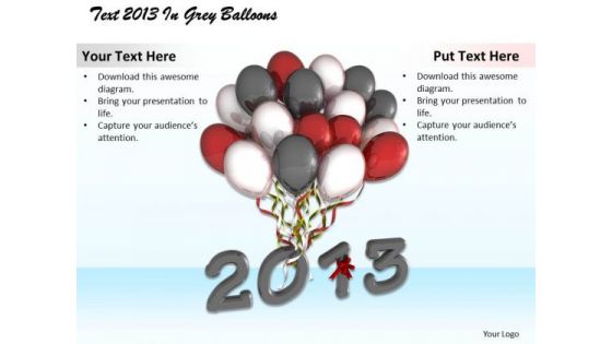 Stock Photo Year 2013 With Bunch Of Balloons Pwerpoint Slide