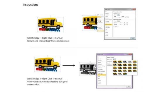 Stock Photo Yellow Bus For Back To School PowerPoint Slide