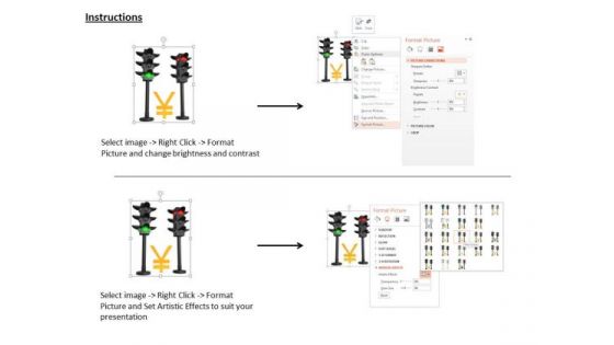 Stock Photo Yen Currency Symbol In Traffic Lights PowerPoint Slide
