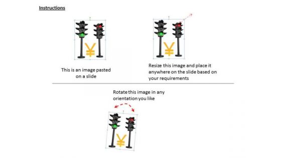 Stock Photo Yen Symbol In Between Traffic Lights PowerPoint Slide
