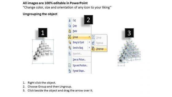 Strategic Management 3d Cubes Stacked In Semicircle Business Diagram