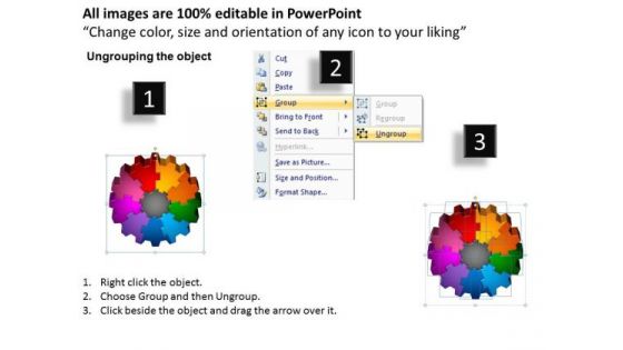 Strategic Management 3d Gear Process 10 Pieces Business Diagram