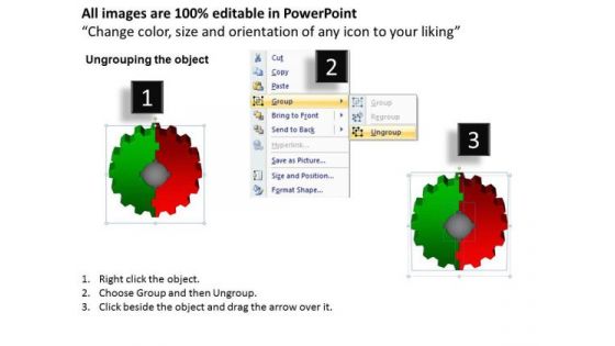 Strategic Management 3d Gear Process 3 Pieces Consulting Diagram