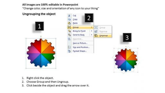 Strategic Management 3d Gear Process 8 Stages Templates Style Sales Diagram