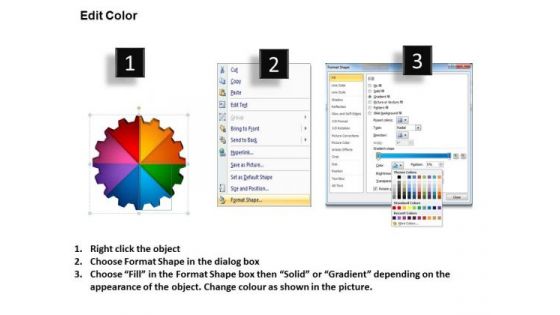 Strategic Management 3d Gear Process 8 Stages Templates Style Sales Diagram