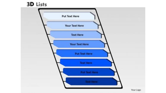 Strategic Management 3d List With 8 Stages For Business Process Diagram Sales Diagram