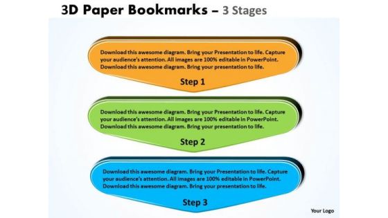 Strategic Management 3d Paper Bookmarks 3 Stages Business Diagram