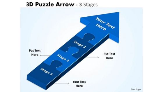 Strategic Management 3d Puzzle Arrow 3 Stages Business Diagram