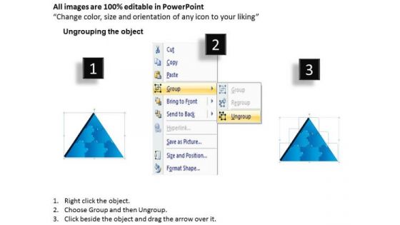 Strategic Management 3d Triangle Puzzle Process 6 Pieces Business Diagram