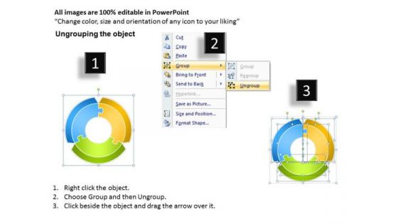 Strategic Management Circular Process Diagram 3 Stages Sales Diagram