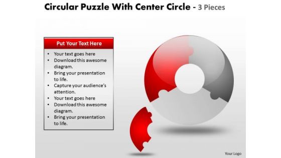 Strategic Management Circular Puzzle With Center Diagram And 3 Pieces Sales Diagram Strategic Management Circular Puzzle With Center Diagram And 3 Pieces Sales Diagram