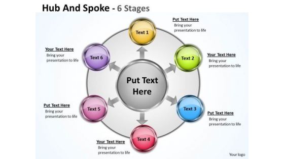 Strategic Management Hub And Spoke 6 Stages Marketing Diagram