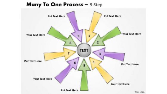 Strategic Management Many To One Process 9 Step Business Diagram
