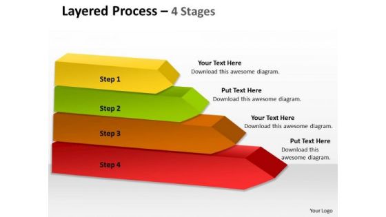 Strategic Management Mullticolored Layered Process 4 Stages Sales Diagram