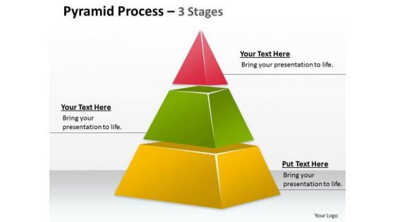 Strategic Management Pyramid Process 3 Staged For Business Sales Diagram