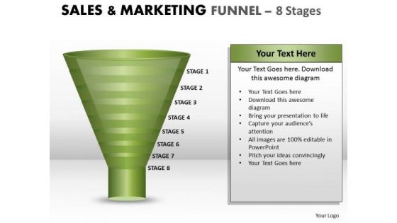 Strategic Management Sales Process Control Funnel With 8 Stages Business Diagram