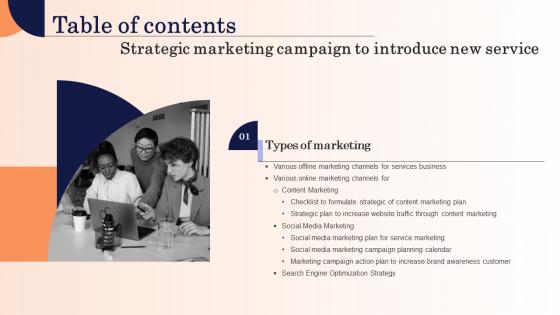 Strategic Marketing Campaign To Introduce New Service Table Of Contents Designs Pdf