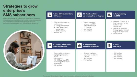 Strategies To Grow Enterprises SMS Subscribers Text Message Marketing Strategies Portrait Pdf