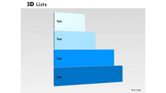 Strategy Diagram 3d List Diagram With 4 Stages Sales Diagram