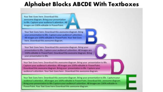 Strategy Diagram Alphabet Blocks With Textboxes Consulting Diagram