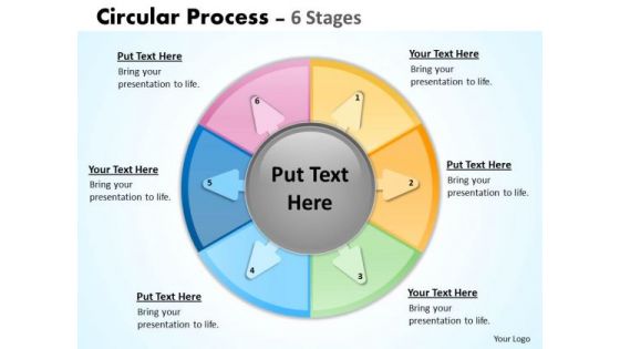 Strategy Diagram Circular Work Process Showing Six Stages Sales Diagram