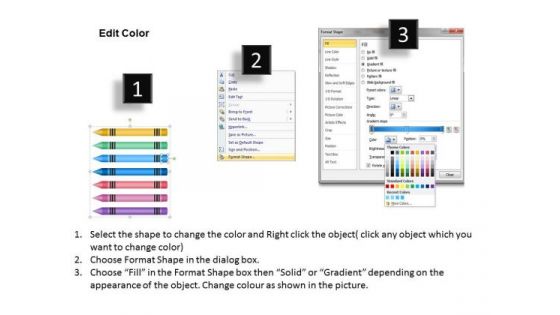 Strategy Diagram Color Pencils Vertical Process With 7 Stages Marketing Diagram