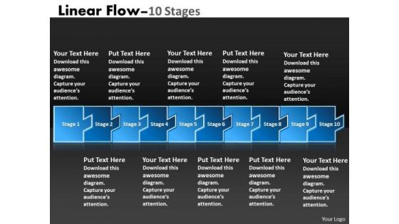 Strategy Diagram Linear Flow 10 Stages Sales Diagram