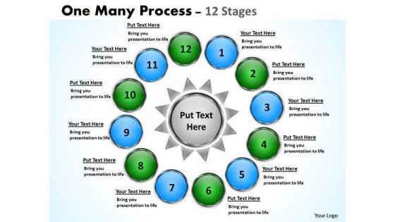 Strategy Diagram Twelve One Many Process Stages 11