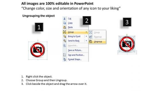 Strategy PowerPoint Template Warning Symbol For No Photography Ppt Templates