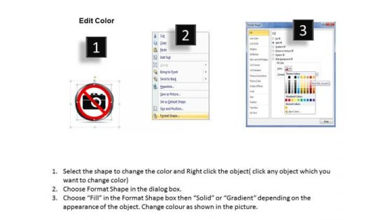 Strategy PowerPoint Template Warning Symbol For No Photography Ppt Templates