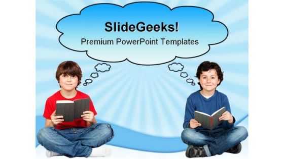 Student Thinking With A Book Education PowerPoint Templates And PowerPoint Backgrounds 0311