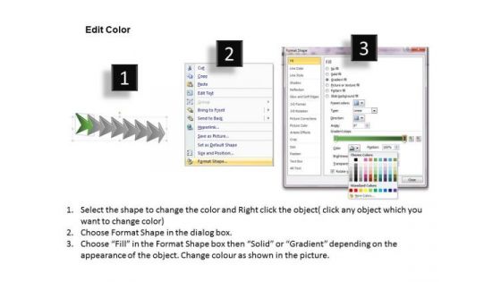 Subsequential Description Using Arrows 7 Stages Flow Chart Examples PowerPoint Templates