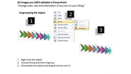 Subsequential Description Using Arrows 7 Stages Online Flowchart PowerPoint Slides