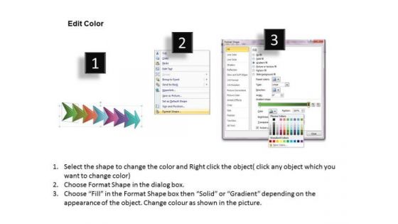 Subsequential Description Using Arrows 7 Stages Online Flowchart PowerPoint Slides