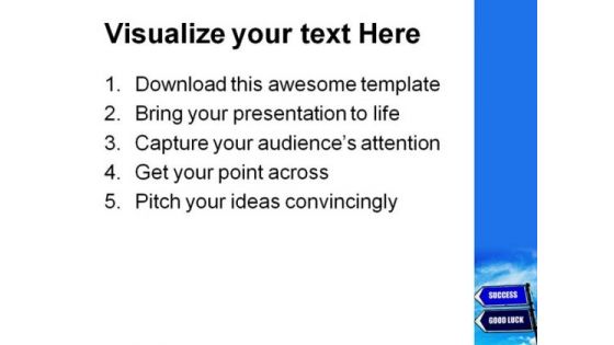 Success And Good Luck Sign Metaphor PowerPoint Themes And PowerPoint Slides 0911