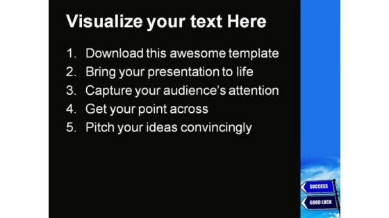 Success And Good Luck Sign Metaphor PowerPoint Themes And PowerPoint Slides 0911