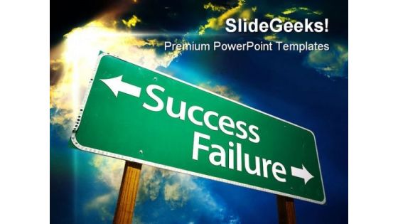 Success Failure Road Sign Travel PowerPoint Template 1110