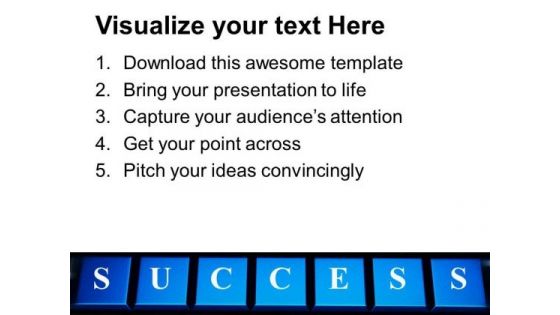 Success Word On Keyboard Computer PowerPoint Templates And PowerPoint Themes 1012
