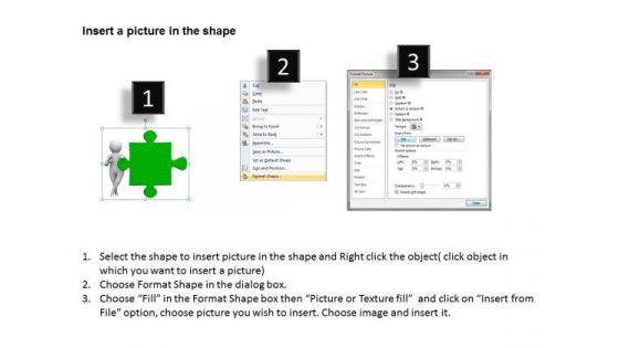 Successful Business Men 3d Man With Green Puzzle PowerPoint Templates