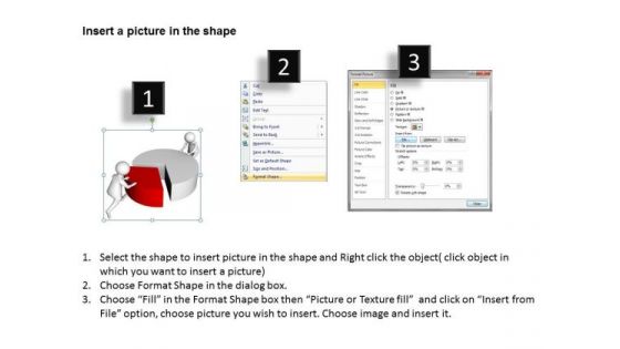 Successful Business Men 3d Pushing Pie PowerPoint Presentations Slides