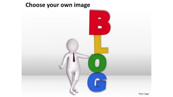 Successful Business Men Standing Beside Red Blog PowerPoint Templates Ppt Backgrounds For Slides