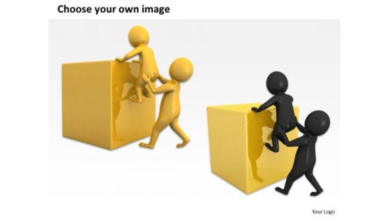 Successful Business Men Team Effort To Reach At Top PowerPoint Slides