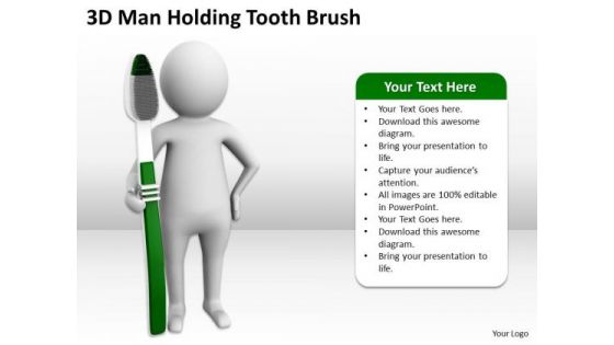 Successful Business People 3d Man Holding Tooth Brush PowerPoint Slides