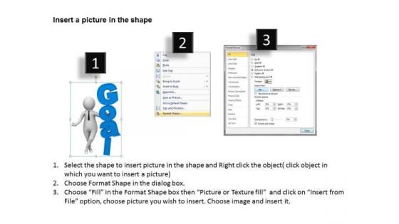 Successful Business People 3d Man Standing Beside Goal PowerPoint Slides