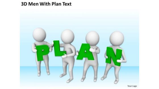 Successful Business People 3d Man With Plan Text PowerPoint Templates Ppt Backgrounds For Slides