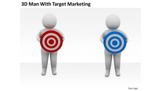 Successful Business People 3d Man With Target Marketing PowerPoint Slides