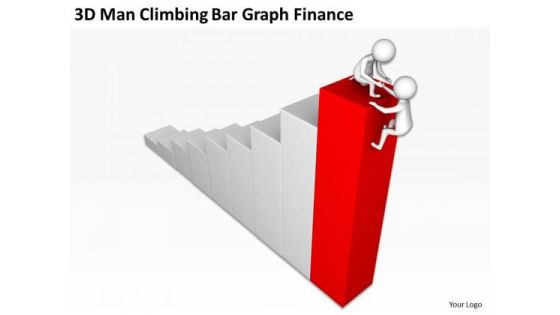 Successful Business People 3d Men Climbing Bar Graph Finance PowerPoint Templates
